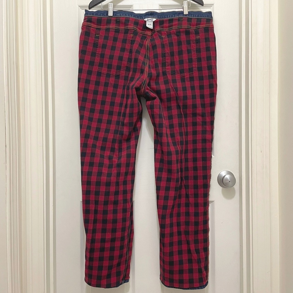 Duluth Trading Red Buffalo Plaid Flannel Lined Jeans Straight Leg Sz 18 Outdoor - Picture 6 of 11